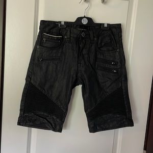 Cult of Individuality Waxed Denim Moto Shorts